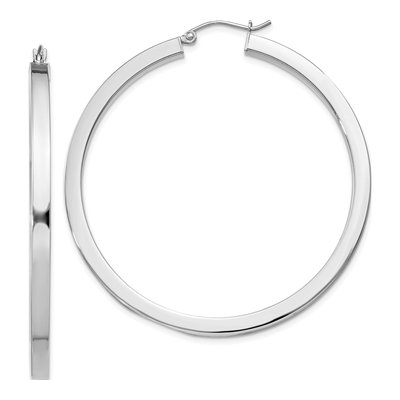 Sterling Silver 50mm Square Tube Hoop Earrings