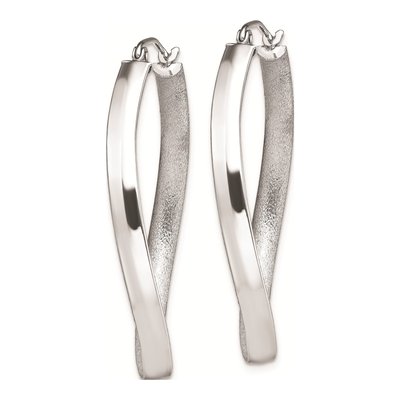 Sterling Silver 37mm Twisted Oval Hoop Earrings – view 3