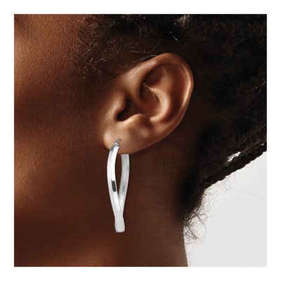 Sterling Silver 37mm Twisted Oval Hoop Earrings – view 4