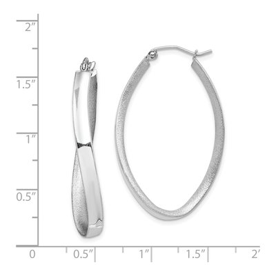 Sterling Silver 37mm Twisted Oval Hoop Earrings – view 5