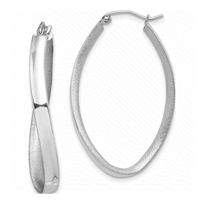 Sterling Silver 37mm Twisted Oval Hoop Earrings