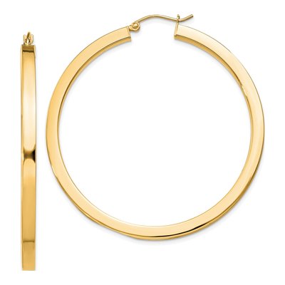 Gold-Plated Sterling Silver 50mm Gold-Flash Square Tube Hoop Earrings