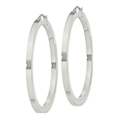 Sterling Silver 50mm Square Tube Hoop Earrings – view 3