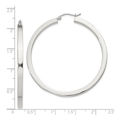 Sterling Silver 50mm Square Tube Hoop Earrings – view 5