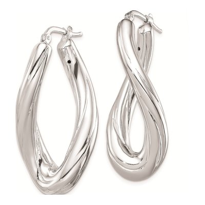 Sterling Silver 37mm Twisted Oval Hoop Earrings – view 3