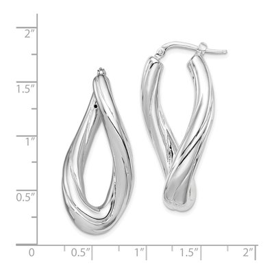 Sterling Silver 37mm Twisted Oval Hoop Earrings – view 5