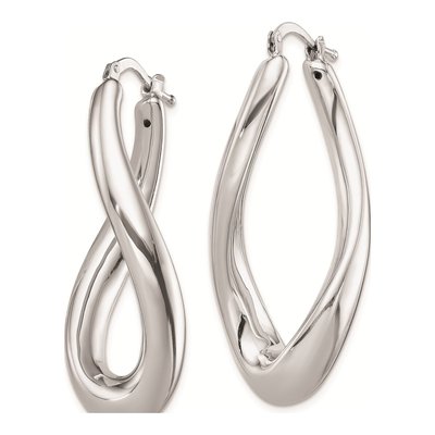 Sterling Silver 39mm Twisted Oval Hoop Earrings – view 3