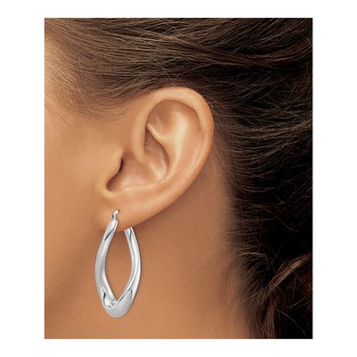 Sterling Silver 39mm Twisted Oval Hoop Earrings – view 4