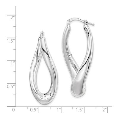 Sterling Silver 39mm Twisted Oval Hoop Earrings – view 5