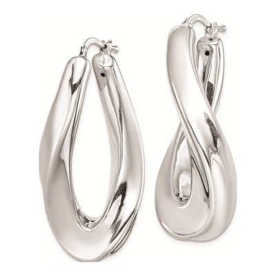 Sterling Silver 40mm Twisted Oval Hoop Earrings – view 3