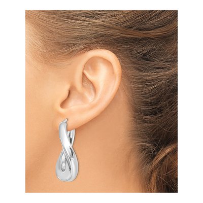Sterling Silver 40mm Twisted Oval Hoop Earrings – view 4
