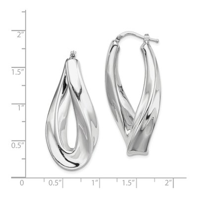 Sterling Silver 40mm Twisted Oval Hoop Earrings – view 5