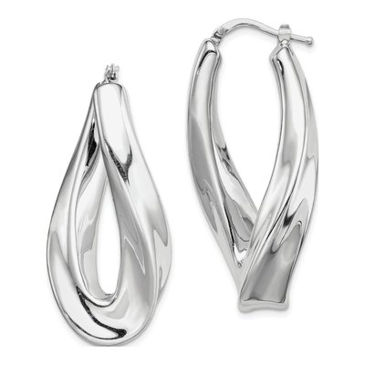 Sterling Silver 40mm Twisted Oval Hoop Earrings