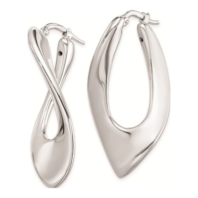 Sterling Silver 39mm Twisted Oval Hoop Earrings – view 3
