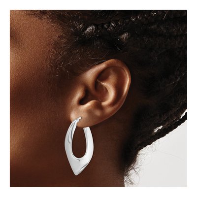 Sterling Silver 39mm Twisted Oval Hoop Earrings – view 4