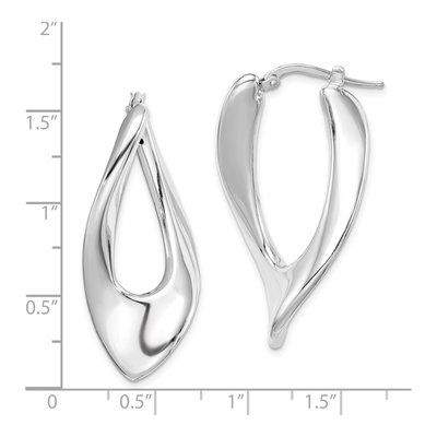 Sterling Silver 39mm Twisted Oval Hoop Earrings – view 5