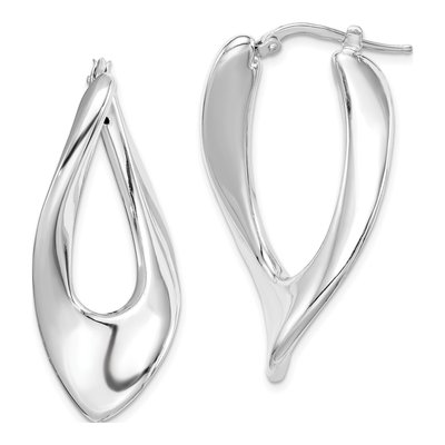 Sterling Silver 39mm Twisted Oval Hoop Earrings