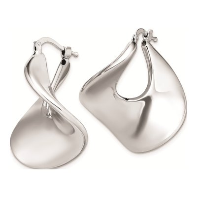 Sterling Silver 29mm Twisted Wide Hoop Earrings – view 3