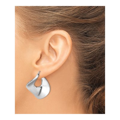 Sterling Silver 29mm Twisted Wide Hoop Earrings – view 4