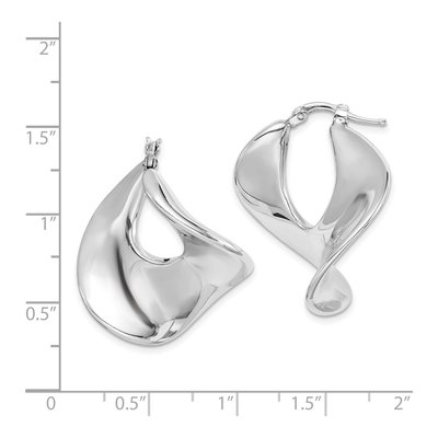 Sterling Silver 29mm Twisted Wide Hoop Earrings – view 5