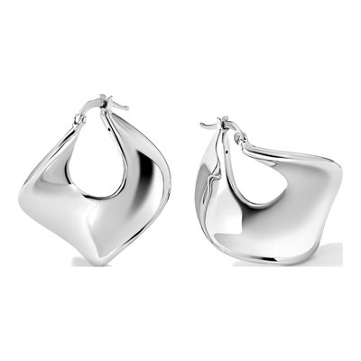 Sterling Silver 29mm Twisted Wide Hoop Earrings – view 7