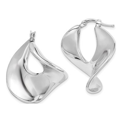 Sterling Silver 29mm Twisted Wide Hoop Earrings