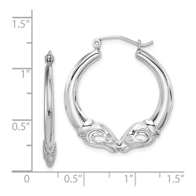 Sterling Silver 25mm Ram Head Textured Hoop Earrings – view 5