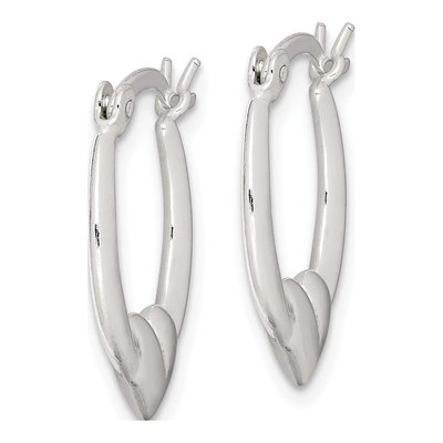 Sterling Silver 19mm Heart Oval Hoop Earrings – view 3