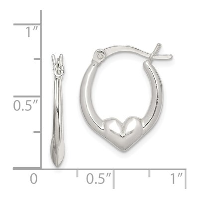 Sterling Silver 19mm Heart Oval Hoop Earrings – view 5