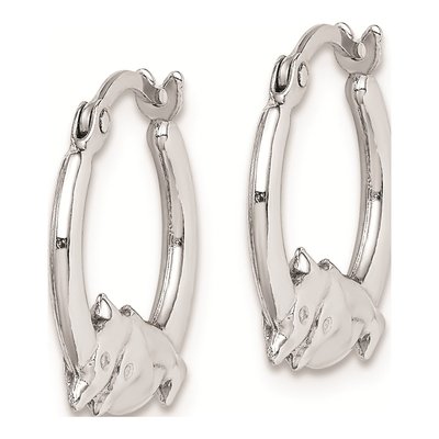 Sterling Silver 14mm Dolphin Hoop Earrings – view 3