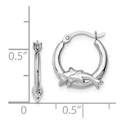 Sterling Silver 14mm Dolphin Hoop Earrings – view 5