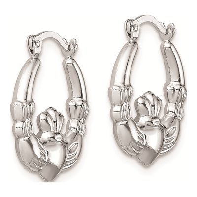 Sterling Silver 16mm Claddagh Hollow Hoop Earrings – view 3
