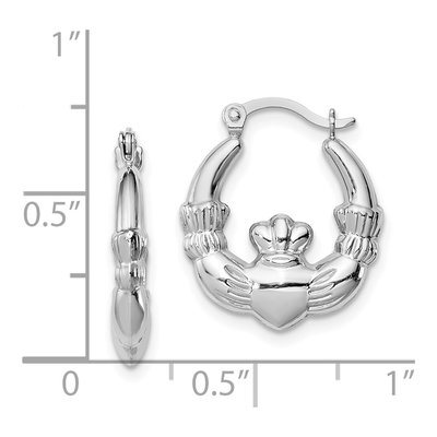 Sterling Silver 16mm Claddagh Hollow Hoop Earrings – view 5