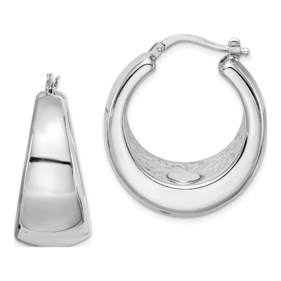 Sterling Silver 26mm Tapered Hoop Earrings