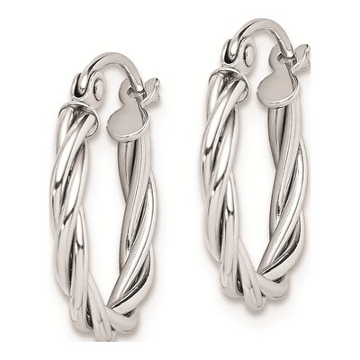 Sterling Silver 15mm Twisted Hoop Earrings – view 3