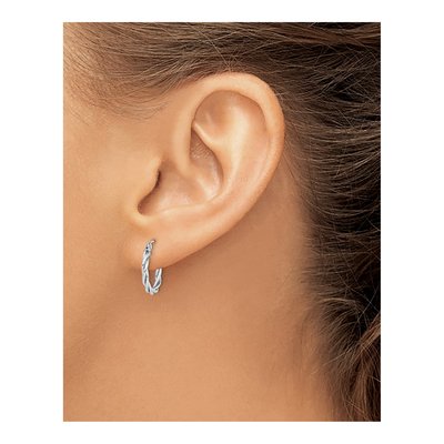 Sterling Silver 15mm Twisted Hoop Earrings – view 4