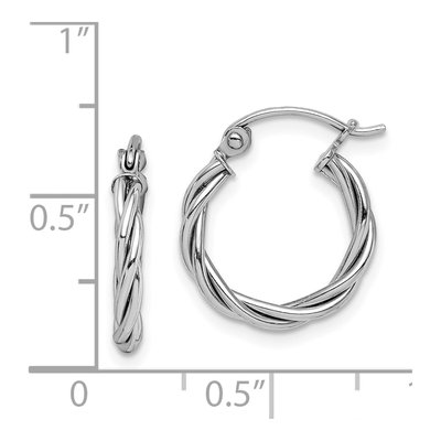 Sterling Silver 15mm Twisted Hoop Earrings – view 5