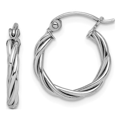 Sterling Silver 15mm Twisted Hoop Earrings