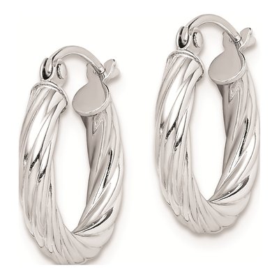 Sterling Silver 15mm Twisted Hoop Earrings – view 3