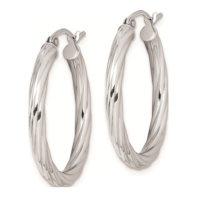 Sterling Silver 25mm Twisted Hoop Earrings – view 3