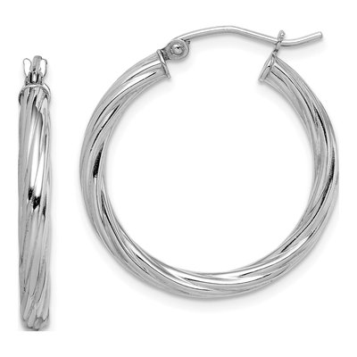 Sterling Silver 25mm Twisted Hoop Earrings