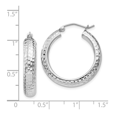 Sterling Silver 25mm Diamond-Cut Hoop Earrings – view 5