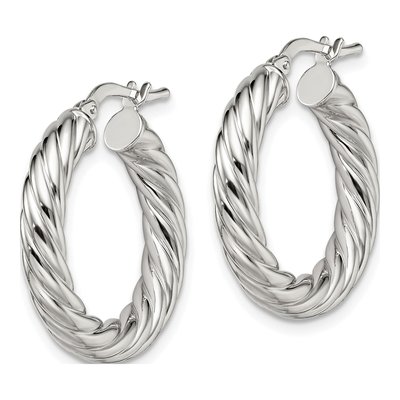 Sterling Silver 25mm Twisted Hoop Earrings – view 3