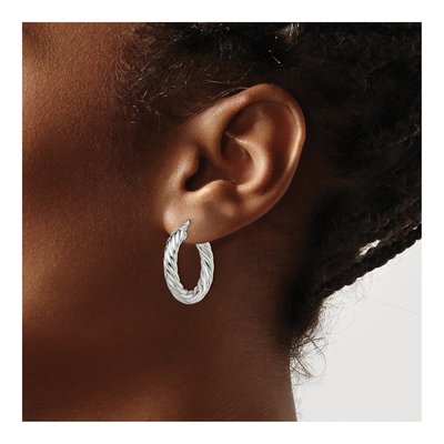 Sterling Silver 25mm Twisted Hoop Earrings – view 4