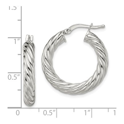 Sterling Silver 25mm Twisted Hoop Earrings – view 5