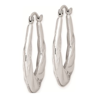 Sterling Silver 24mm Scalloped Hoop Earrings – view 3