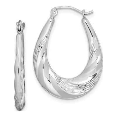 Sterling Silver 24mm Scalloped Hoop Earrings