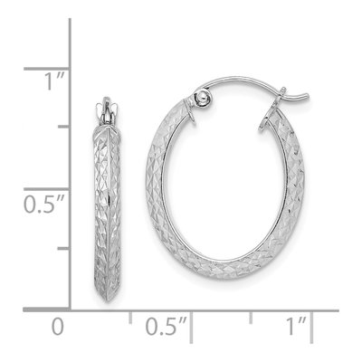 Sterling Silver 19mm Diamond-Cut Oval Hoop Earrings – view 5