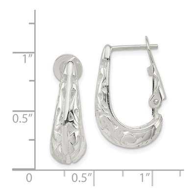 Sterling Silver 22mm Filigree J- Hoop Earrings – view 5