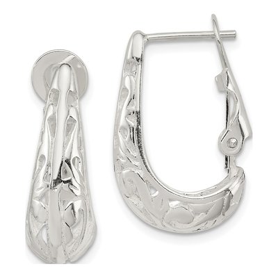Sterling Silver 22mm Filigree J- Hoop Earrings